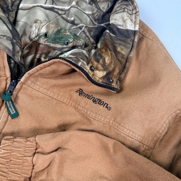 Remington Other - Y2k Remington Mens XL Reversible‎ Jacket Brown Duck Canvas Realtree Camo Hunting